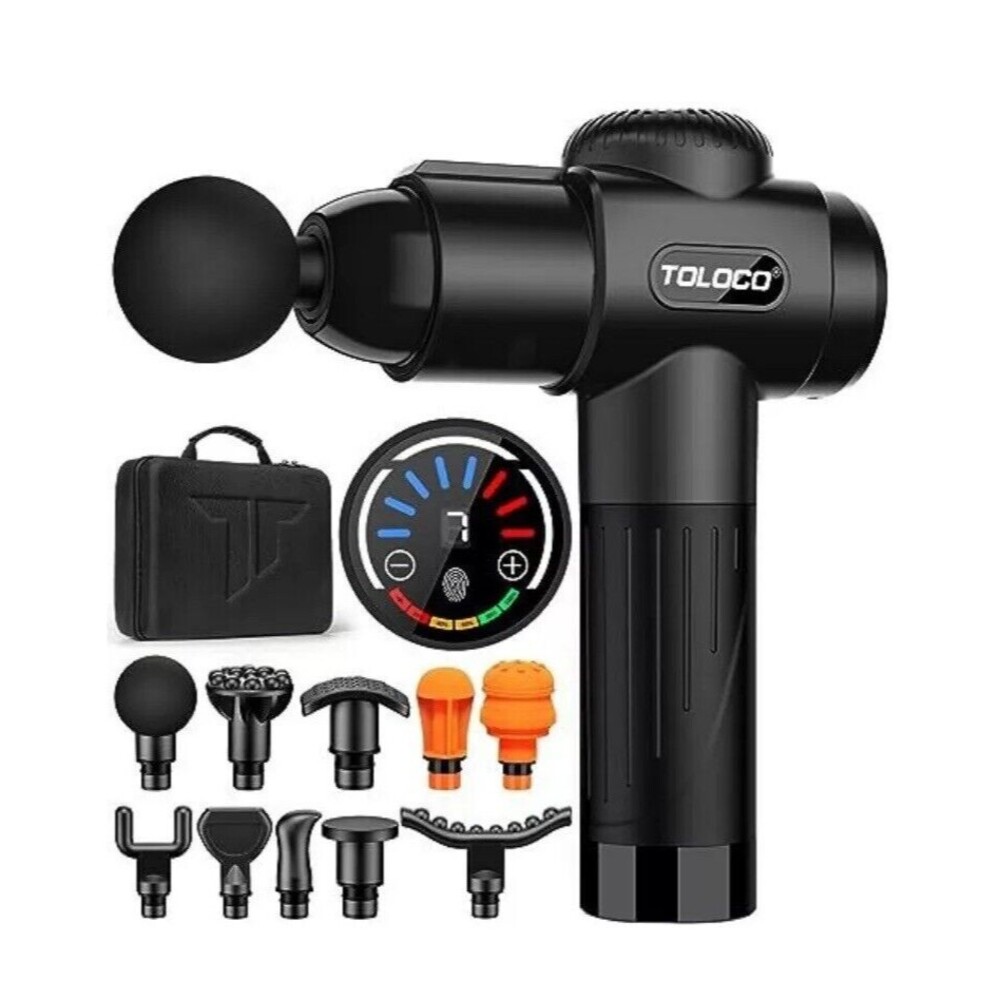 Toloco EM26 Black Portable Deep Tissue Percussion Muscle Massage Gun Relief NEW
